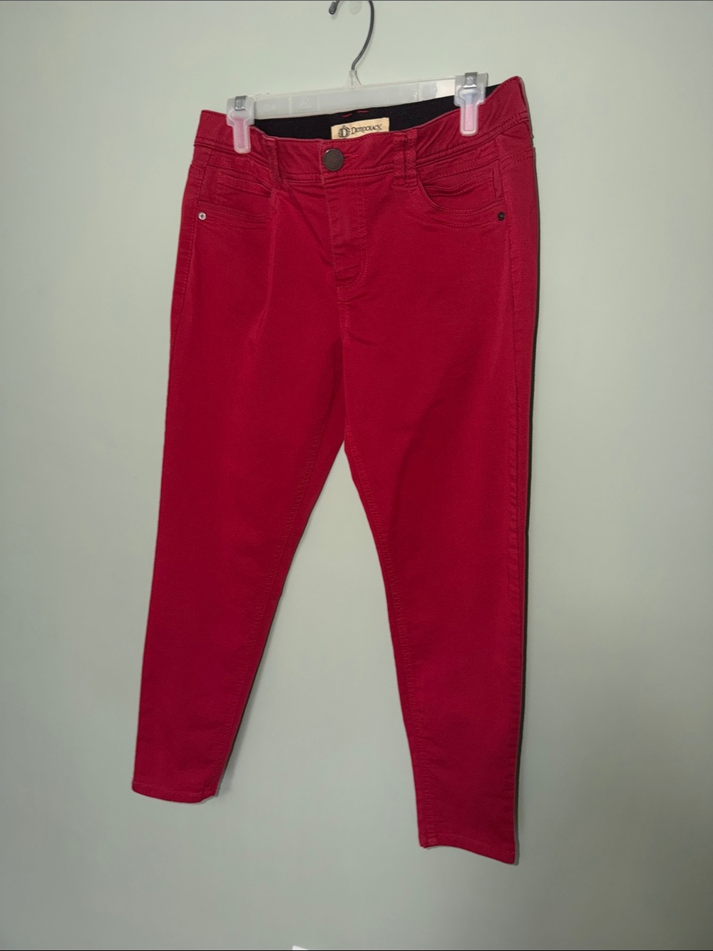 Democracy Ab Solution Skinny Pants Size 10 Red Stretch